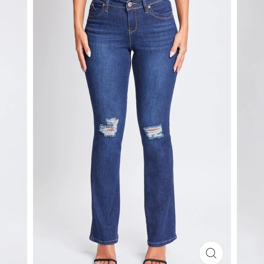 YMI Dark Blue Distressed Flare Jeans